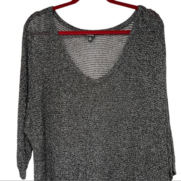 Torrid Black V Neck Metallic Shimmer Dolman Sleeve Top - Picture 2 of 10